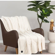Berkshire Blanket Heated Luxe Faux Fur Throw Blanket, 4 Heat Settings, Auto Shut-Off, Cream, 50 in x 60 in