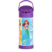 Thermos Kids Stainless Steel Funtainer Water Bottle with Push Button Straw Lid, Leak Proof, Dishwasher Safe, Purple Princess, 14oz, F40524PNW4