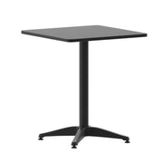 Flash Furniture Mellie 23.5 in Black Square Aluminum Indoor-Outdoor Patio Table with Stainless Steel Top and Sturdy Base
