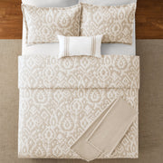 Mainstays Ikat 5-Piece Comforter Set, All-Season, Taupe Matelasse, Full/Queen