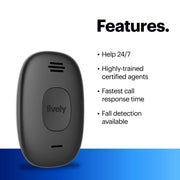 Lively Mobile2 Medical Alert Device, Waterproof, GPS Tracking, Optional Fall Detection, Black, With Lanyard, R5-RTL-BLK-8IN