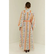 Haimao Tong Women Boho Print Maxi Shirt Dress, Long Sleeve, Belted Waist, Casual Vacation Style