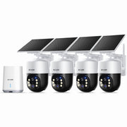 Soliom Wireless Outdoor Solar Security Camera 4-Cam Kit, 8MP 4K UHD, 360 Auto Tracking, Radar Detection, Night Vision, Solar Powered, SH802-4CamKit