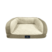 Serta Quilted Orthopedic Bolster Couch Dog Bed, Small, Gray, 28x24 in