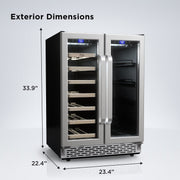 TCL Dual Zone Wine & Beverage Cooler, 20 Bottle and 78 Can Capacity, Black, Compact Freezerless Design, LED Touchscreen Control, TRD20B8AS
