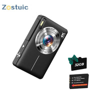 Zostuic Digital Camera DC413L, 4K Ultra HD Video, 64MP Dual Lens, 16X Digital Zoom, Autofocus, Selfie Mode, 2.8-Inch IPS Display, 32GB Card, Black