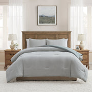 My Texas House GNG-3CS-FUQU-WD-DSTGN Collins 3-Piece Dusty Green Gingham Cotton Comforter Set, Full/Queen