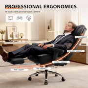 Fastes Office Chair Big and Tall 400lb Capacity Ergonomic High-Back Reclining with Footrest Swivel Wheels Lumbar Support Black