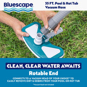 Bluescape 58803E Pool Vacuum Hose, 35 ft Length, Rotatable End Connector, Includes Adapters and Hose Clamps