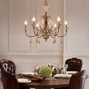 LNC Royal Bronze 6-Light Chandelier with Distressed White Wood Accents, Multicolor, Rustic Farmhouse Design, IUQYZVLWS4002M7