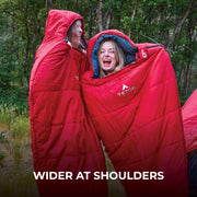 TETON Sports LEEF Ultralight Mummy Sleeping Bag, 30F Temperature Rating, Water-Resistant 40-Denier Polyester Ripstop Shell, Compression Sack Included, Short, Fire/Slate, 2210LSFRSL