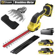 Gisam Cordless Electric Hedge Trimmer, 2-in-1 Dual Blade, 21V Battery Powered, 12.59 in SK5 Steel Blades, Lightweight 6.8 lb, Includes 2 x 2.0Ah Batteries and Charger