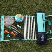 Medal Sports Hall of Games 20-ft Outdoor Volleyball and Badminton Net Set with Adjustable Steel Poles, Official Volleyball, Rackets, Shuttlecocks, Air Pump, Score Clips, Carrying Bag NE300Y23017