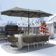 Autlaycil OB-OTU050GY 13ft Patio Umbrella with Crank System and Sturdy Ribs, Gray
