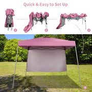 Ainfox 8x8 Ft Pop-up Canopy Tent with Waterproof UV Protection, One Sidewall, Adjustable Height, Pink