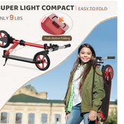 UPGO Fitness HBCR Kick Scooter Foldable with 8-Inch Wheels Adjustable Handlebar Red