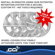 Coast2Coast Wheel Cover Set, 15 Inch, 5 Twisted Spoke, Silver, Pack of 4, IWC51015S