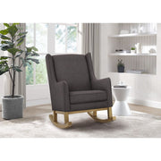 Delta Children Hanover Rocking Chair, Modern Wingback Design, Charcoal Fabric, Acorn Wood Base, W81063J-1451