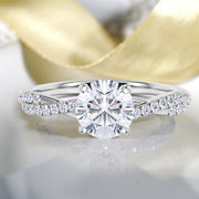 JeenMata RHJGJ708MSWRGmns 2 Carat Infinity Round Cut Moissanite Engagement Ring, 18K White Gold Plating, Solitaire, Size 7