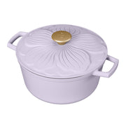 Made By Gather 4 Quart Enameled Cast Iron Dutch Oven with Petal Design Lid, Lavender
