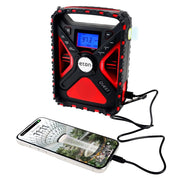 Eton Quest Hand Crank NOAA Weather Radio, All Band AM/FM Shortwave, Bluetooth Speaker, Solar and USB-C Charging, LED Flashlight, Ambient Light with SOS Alarm, Red and Black