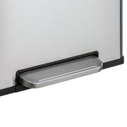 Qualiazero QZ10040 16 Gallon Dual Compartment Step On Kitchen Trash Can, Stainless Steel