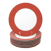 SD Red & Cream Color Porcelian Plate, Pack of 6 - Dishwasher Safe