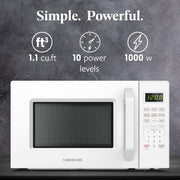 Farberware FMO11WEIWH 1.1 Cu. Ft. 1000-Watt Compact Microwave Oven, White