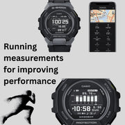 Casio G-Shock Connected Fitness Watch, Bluetooth Mobile Link, Shock Resistant, 200M Water Resistant, Black Resin Band, GBD300-1