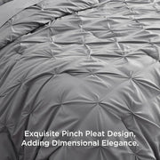 U by Bedsure Queen Comforter Set, 7-Piece Grey Pintuck Bedding Set, All-Season Microfiber Comforter with Flat Sheet, Fitted Sheet, Pillowcases, and Shams