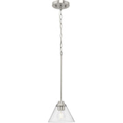 Better Homes & Gardens BH24W50001009WM Modern Dimmable Pendant Light, Brushed Nickel, Clear Cone Glass Shade, Adjustable Height, Medium Base Bulb Compatible