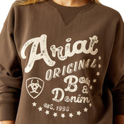 Ariat Original Graphic Oversized Crew Sweatshirt for Ladies - Banyan Bark - XL