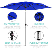 Best Choice Products 10ft Steel Market Patio Umbrella with Crank Handle, Push Button Tilt, 6 Ribs, Resort Blue, SKY6700