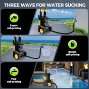 HOMSHADE 1800W Electric Pressure Washer, 5000 PSI, 3.0 GPM, Portable with 4 Nozzles, 25ft Cord, 23ft Hose, PW80