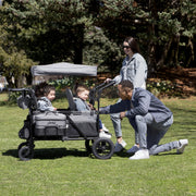 Delta Children Jeep Wrangler Deluxe 4 Seater Wagon Stroller, Convertible Seats, Removable Canopy, Adjustable Handles, Puncture-Proof Tires, Fold-Flat Design, Gray, 60008-2363