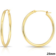 Tilo Jewelry 10K Yellow Gold Classic Polished Round Hoop Earrings, 25mm (1 Inch), Click-Top Closure