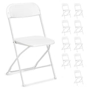 Ktaxon 10-Pack Folding Chairs Plastic Dining Chairs, White - Plastic & Steel Material
