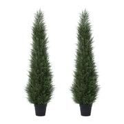 DR.Planzen 2 Pack 5 ft Artificial Cedar Tree UV Rated , Artificial Christmas Topiary Tree, Pre-Potted Plants for Indoor Outdoor