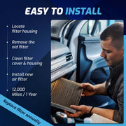 AirTechnik CF10775 PM2.5 Activated Carbon Cabin Air Filter for Select 2010-2022 Buick, Cadillac, Chevrolet, Saab Models