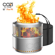 Tzumi Cozi Smokeless Fire Pit, Stainless Steel, Portable, 18in with Carry Bag, 30243SC