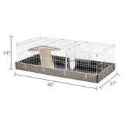 Vibrant Life Soft Sided Guinea Pig Habitat, Indoor Outdoor Canvas Bottomed Small Animal Cage, Gray White, 48.03 in x 27 in x 14.17 in