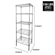 WorkPro 5-Tier Chrome Slim Wire Storage Shelves, Adjustable Steel Unit, Silver