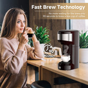 WHT MAKER KCM203 Instant Coffee Maker One Cup for K Cup & Ground Coffee, Black