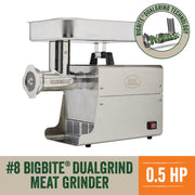 LEM Products BigBite DualGrind #8 Electric Meat Grinder, 0.50 HP, Stainless Steel, 1784