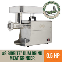LEM Products BigBite DualGrind #8 Electric Meat Grinder, 0.50 HP, Stainless Steel, 1784