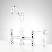 Signature Hardware SH349722CP 954037 Delacour 1.75 GPM Double Handle Bridge Kitchen Faucet with Side Spray Chrome Faucet Kitchen Double Handle