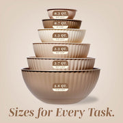 Cook With Color 12-Piece Mixing Bowl Set, Durable BPA-Free Plastic, Non-Slip Silicone Base, Taupe - Durable & Safe