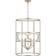 Capital Lighting Sylvia 4-Light Foyer Light Fixture, Antique Silver Finish, Adjustable Chain, 29 in H x 19 in W, 240 Watts, 542341AS