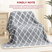 Kibhous 15625665253 King Size Electric Heated Blanket, 90 x 100 in, Gray, 6 Heating Levels, 20-Hour Auto Shut-Off