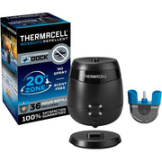 ThermaCELL E-ZoneGuard Patio Rechargeable Mosquito Repeller, 20-Foot Protection Zone, Fast Charging Dock, 36-Hour DEET-Free Refill, 6.5-Hour Battery, Black, E65XA